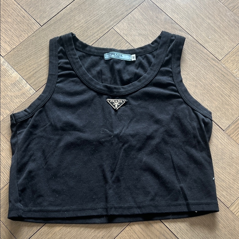 Black Logo Cropped Tank Top